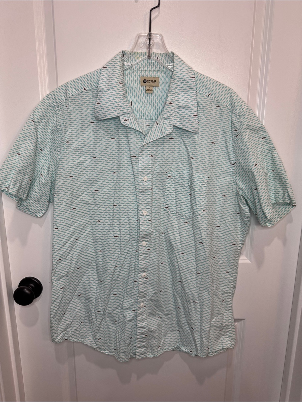 Haggar Mint Green Short Sleeve Button-Down Shirt